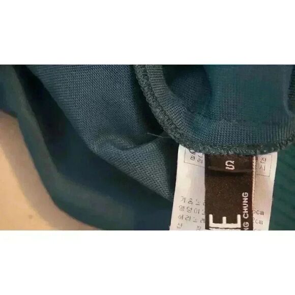 LIE by Lee Chung Chung Velvet Lace-Up Sleeve Top in Teal - Size S - Picture 15 of 15